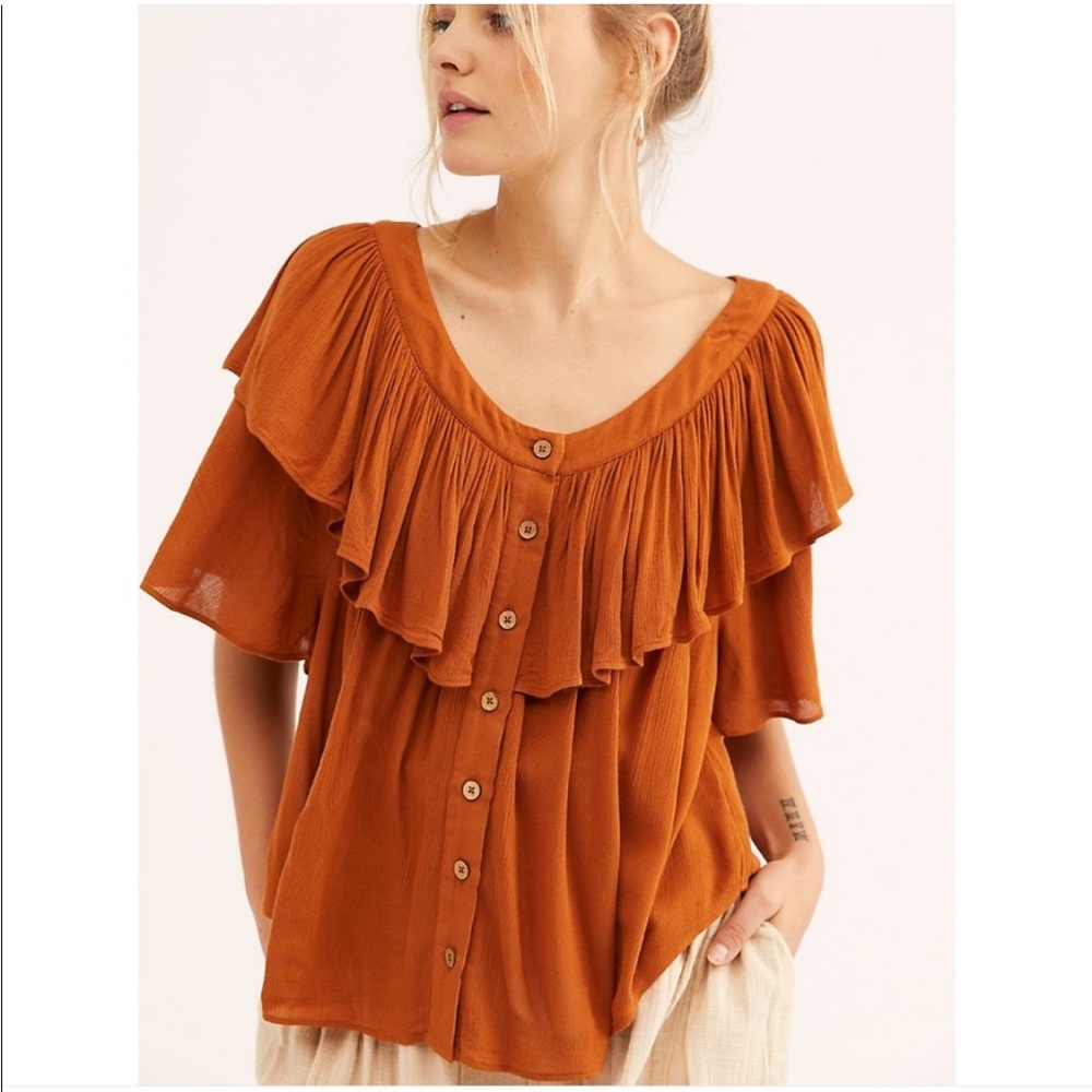 Free People Ruffled Blouse Top